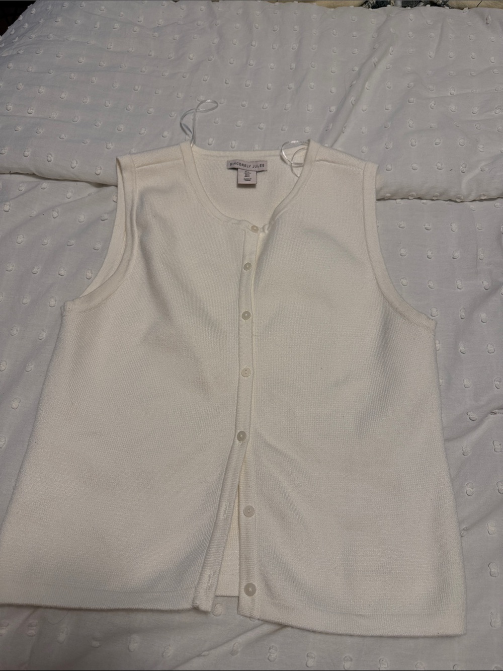 Ivory Sleeveless Button-Front Knit Vest